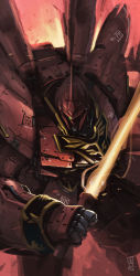 energy_sword gundam gundam_unicorn lightsaber mecha no_humans realistic red_ace robot sinanju solo sword weapon