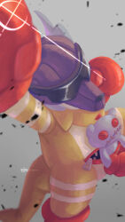 Rule 34 | 1other, boxing gloves, digimon, digimon (creature), grey background, highres, kangarumon, other focus, solo