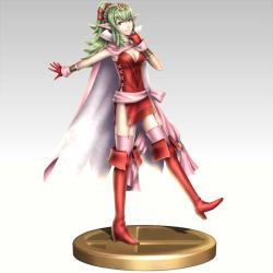 Rule 34 | 1girl, aged up, apple, bad id, bad pixiv id, boots, bracelet, breasts, cape, choker, cleavage, dragonstone, dress, elf, fire emblem, fire emblem awakening, food, fruit, garter straps, gloves, gonzarez, green eyes, green hair, hair ornament, hair ribbon, high heels, jewelry, long hair, matching hair/eyes, nintendo, pink thighhighs, pointy ears, ponytail, red dress, red skirt, ribbon, sash, shoes, short dress, side slit, skirt, smile, solo, super smash bros., thigh boots, thighhighs, tiki (adult) (fire emblem), tiki (fire emblem), trophy