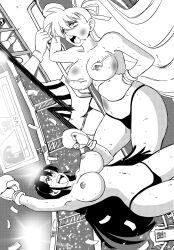Rule 34 | 2girls, artist request, boxing, catfight, defeat, monochrome, multiple girls, tagme