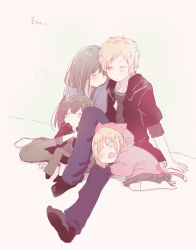 Rule 34 | 2boys, 2girls, animal hood, arinoyu, blonde hair, family, father and daughter, father and son, green hair, hood, hoodie, if they mated, kagerou project, kano shuuya, kido tsubomi, long hair, mother and daughter, mother and son, multiple boys, multiple girls, short hair, siblings, translation request, vocaloid, yamaha