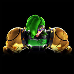 Rule 34 | 1girl, arms (game), dr. coyle, green eyes, green hair, highres, looking at viewer, mask, nintendo, official art