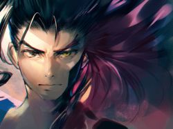 Rule 34 | 1boy, black hair, bomssp, close-up, dual persona, fei fong wong, id (xenogears), long hair, looking at viewer, male focus, mask, red hair, solo, xenogears