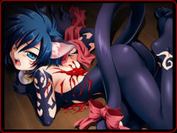Rule 34 | 1girl, animal ears, answer dead, blood, bow, cat ears, female focus, game cg, heterochromia, le chocolat, lowres, open mouth, solo, tagme, tattoo