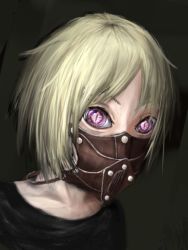Rule 34 | androgynous, blonde hair, creepy, gender request, gradient background, mask, original, purple eyes, solo, sunasato, tagme, upper body