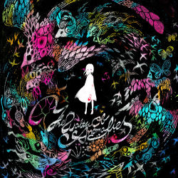 Rule 34 | 1girl, abstract, album cover, barefoot, bird, black background, blush, bright pupils, bug, butterfly, circle, colored skin, commentary request, cover, deer, dress, high heels, highres, insect, lizard, looking at viewer, mouse (animal), original, pumps, purple eyes, red footwear, sheep, shoes, simple background, solo, standing, surreal, unworn shoes, vocaloid, white hair, white pupils, white skin, white theme, yoshida yoshitsugi