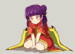 Rule 34 | 1girl, absurdres, between legs, blunt bangs, blush, child, cloak, closed mouth, constricted pupils, crying, crying with eyes open, dragon girl, dress, embarrassed, female focus, fire emblem, fire emblem: the sacred stones, flat chest, frilled dress, frills, full body, green wings, grey background, hair tie, hand between legs, have to pee, highres, hirotaka (hrtk990203), long hair, myrrh (fire emblem), nintendo, orange eyes, purple hair, red cloak, shiny skin, short dress, sidelocks, simple background, sitting, smile, solo, spikes, tears, trembling, twintails, v arms, wavy eyes, wide-eyed, wings, yellow dress, yokozuwari