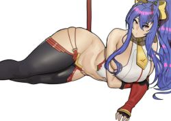 Rule 34 | ass, blazblue, blue hair, breasts, doublehero, large breasts, looking at viewer, mai natsume, navel, ponytail, purple eyes, thick thighs, thighs
