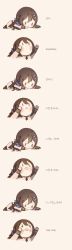 Rule 34 | 1girl, :o, = =, absurdres, bad id, bad pixiv id, begging, black hair, black pantyhose, blue hair, blue ribbon, blush, boots, brown background, brown footwear, brown hair, brown neckwear, brown pants, brown shirt, chibi, closed eyes, closed mouth, crying, girls&#039; frontline, hair between eyes, hair ornament, hair ribbon, hairclip, highres, jericho (girls&#039; frontline), korean text, long hair, long sleeves, low twintails, lying, military, military uniform, mimusops zeyheri, multicolored hair, necktie, on stomach, open mouth, outstretched arms, pants, pantyhose, parted lips, ribbon, sad, shirt, short necktie, simple background, solid oval eyes, streaked hair, tears, translation request, twintails, uniform, wavy mouth, white background