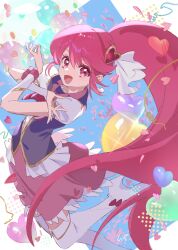 Rule 34 | 1girl, absurdres, aino megumi, balloon, boots, bow, commentary request, cure lovely, footwear bow, hair ornament, happinesscharge precure!, heart, heart balloon, heart hair ornament, highres, long hair, magical girl, pink eyes, pink hair, pink skirt, ponytail, precure, puffy short sleeves, puffy sleeves, shipu (gassyumaron), short sleeves, skirt, solo, thigh boots, very long hair, white footwear