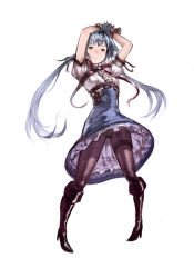 Rule 34 | 1girl, aqua hair, boots, bravely default: flying fairy, bravely default (series), dress, gloves, highres, hikaru (atelier no note), original, pantyhose, solo, twintails