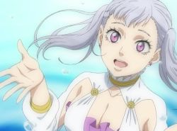 Rule 34 | 1girl, black clover, breasts, noelle silva, purple eyes, screencap, solo, stitched, third-party edit, twintails
