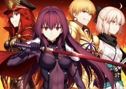 absurdres gilgamesh_(fate) highres non-web_source oda_nobunaga_(fate) oda_nobunaga_(maou_avenger)_(fate) okita_souji_(fate) scathach_(fate)