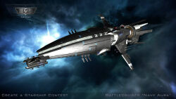 Rule 34 | 3d, battlecruiser (eve online), blue background, blue theme, cannon, cloud, commentary, concept art, copyright name, energy cannon, eve online, federation navy (eve online), flying, gallente federation (eve online), glowing, highres, logo, military vehicle, navy faction (eve online), nebula, original, outdoors, realistic, rene-jansen, science fiction, sky, space, spacecraft, spaceship, star (sky), starry sky, turret, vehicle focus