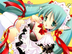 Rule 34 | 1girl, absurdres, alternate costume, animal ears, aqua eyes, aqua hair, bell, bow, bow bra, bra, breasts, cat ears, cat tail, cleavage, collar, enmaided, frilled thighhighs, frills, hair bell, hair ornament, hair ribbon, hatsune miku, highres, jingle bell, kemonomimi mode, lace, large breasts, lingerie, long hair, maid, maid headdress, neck bell, paw print, ribbon, shigunyan, solo, tail, thigh gap, thighhighs, thighs, twintails, underwear, very long hair, vocaloid, white thighhighs