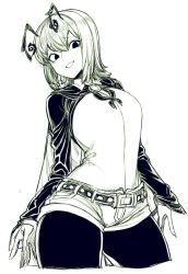 Rule 34 | 1girl, antennae, breasts, cape, greyscale, highres, large breasts, pantyhose under shorts, monochrome, aged up, pantyhose, short hair, shorts, solo, spacezin, thighhighs, touhou, wriggle nightbug