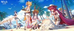 Rule 34 | 1boy, 3d, 6+girls, :d, absurdly long hair, absurdres, amiya (arknights), animal ears, ankle cuffs, anklet, ansel (arknights), ansel (casual vacation) (arknights), arknights, arm up, ball, bare arms, bare legs, bare shoulders, barefoot, baseball cap, beach chair, beach umbrella, beachball, bikini, bikini skirt, bird, black bikini, blonde hair, blue eyes, blue hair, blue sky, bra strap, braid, breasts, brown hair, ch&#039;en (arknights), ch'en (arknights), chinese commentary, cleavage, cloud, commentary request, copyright name, day, dragon horns, dragon tail, ears through headwear, female tourist c (arknights), flower, food truck, from behind, grey shorts, gummy (arknights), gummy (summer flowers) (arknights), hat, hat flower, highres, holding, holding ball, holding tray, horns, horns through headwear, huge filesize, ifrit (arknights), ifrit (sunburn) (arknights), jewelry, kneeling, long hair, medium breasts, miniskirt, multiple girls, navel, neck ring, official alternate costume, open mouth, outdoors, palm tree, penguin, pink shirt, pointy ears, puffy short sleeves, puffy sleeves, rabbit ears, red eyes, red flower, red hair, ring, sandals, see-through, shirt, short hair, short shorts, short sleeves, shorts, sitting, skirt, sky, skyfire (arknights), smile, sora (arknights), sora (summer flowers) (arknights), standing, standing on one leg, starfish, stomach, sun hat, swimsuit, tail, the emperor (arknights), thigh strap, thighlet, thighs, tray, tree, twin braids, umbrella, vehicle, very long hair, vigna (arknights), vigna (casual vacation) (arknights), watch, white bikini, white skirt, wolf ears, wristwatch, yellow eyes, z-ao