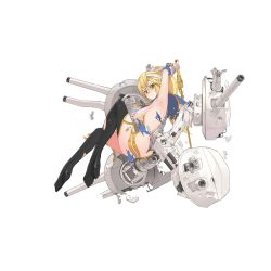 Rule 34 | &gt;:(, 1girl, arm up, armpits, black thighhighs, blonde hair, breasts, broken, cannon, capelet, chain, covering privates, covering breasts, damaged, frown, full body, gauntlets, green eyes, large breasts, legs up, machinery, official art, ponytail, remodel (warship girls r), sitting, solo, stmast, sword, thighhighs, torn clothes, transparent background, turret, v-shaped eyebrows, vanguard (warship girls r), warship girls r, weapon
