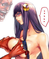 Rule 34 | 1girl, bespectacled, grabbing another&#039;s breast, breasts, crescent, crescent hair ornament, glasses, grabbing, hair ornament, huge breasts, irohara mitabi, long hair, male hand, patchouli knowledge, purple eyes, purple hair, solo focus, embodiment of scarlet devil, touhou