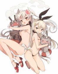 Rule 34 | &gt; &lt;, 10s, 2girls, :3, :d, agu, amatsukaze (kancolle), ass, ass-to-ass, bad id, bad pixiv id, bikini, black bikini, blonde hair, blush, breasts, brown eyes, closed eyes, fang, flower, frilled bikini, frills, grin, hair flower, hair ornament, hair ribbon, hairband, high heels, hug, kantai collection, lifebuoy, long hair, looking at viewer, micro bikini, multiple girls, navel, o-ring, o-ring bikini, o-ring bottom, open mouth, red footwear, rensouhou-chan, rensouhou-kun, ribbon, sandals, shimakaze (kancolle), shoes, sideboob, silver hair, simple background, sketch, small breasts, smile, striped bikini, striped clothes, swim ring, swimsuit, twintails, two side up, underboob, very long hair, white background, white bikini, wrist cuffs, x3