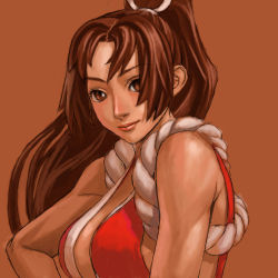 Rule 34 | 1girl, brown eyes, brown hair, fatal fury, hair over one eye, pontako, shiranui mai, snk, solo, the king of fighters