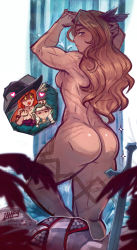 Rule 34 | 1girl, amazon (dragon&#039;s crown), ass, dragon&#039;s crown, highres, iahfy, muscular, muscular female, nude, scar, scar on ass, solo