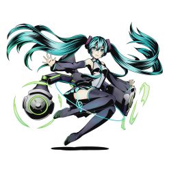 Rule 34 | 10s, 1girl, absurdly long hair, alpha transparency, aqua eyes, aqua hair, aqua necktie, bare shoulders, black footwear, black skirt, boots, detached sleeves, divine gate, floating hair, full body, grey shirt, hair between eyes, hair ornament, hatsune miku, jumping, long hair, necktie, official art, outstretched arms, pleated skirt, shadow, shirt, skirt, sleeveless, sleeveless shirt, smile, solo, thigh boots, thighhighs, transparent background, twintails, ucmm, very long hair, vocaloid, zettai ryouiki