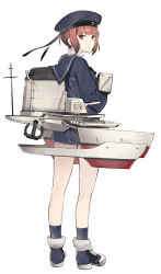 Rule 34 | 10s, 1girl, beret, blunt bangs, brown eyes, brown hair, clothes writing, dress, hat, highres, kantai collection, long sleeves, looking at viewer, looking back, personification, sailor collar, sailor dress, sailor hat, short hair, solo, suzume yuu, z3 max schultz (kancolle)