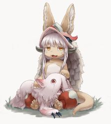 Rule 34 | 10s, artist request, brown eyes, rabbit, furry, highres, made in abyss, mitty (made in abyss), nanachi (made in abyss), open mouth, white hair