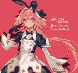 Rule 34 | 1boy, astolfo (fate), astolfo (saber) (fate), astolfo (saber) (third ascension) (fate), black bow, black gloves, black ribbon, bow, bowtie, chocoan, fate/grand order, fate (series), gloves, hair bow, hair intakes, hair ribbon, highres, long hair, long sleeves, looking at viewer, male focus, multicolored hair, pink hair, purple eyes, ribbon, solo, streaked hair, trap, twintails