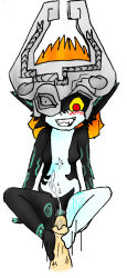 Rule 34 | 1girl, artist request, blush, body markings, breasts, colored sclera, colored skin, cum, ejaculation, fang, feet, footjob, glowing tattoo, grin, headdress, helmet, long ears, long pointy ears, midna, motion lines, multicolored skin, navel, neon trim, nintendo, oekaki, orange hair, penis, pointy ears, pussy, red eyes, sex, sitting, small breasts, smile, stomach, tagme, tattoo, the legend of zelda, the legend of zelda: twilight princess, two-tone skin, yellow sclera