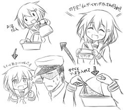 Rule 34 | + +, 10s, 1boy, 1girl, admiral (kancolle), anchor symbol, commentary request, fang, greyscale, hair ornament, hairclip, hat, ikazuchi (kancolle), kantai collection, kettle, monochrome, open mouth, peaked cap, school uniform, serafuku, short hair, sweatdrop, tamayan, translation request, | |