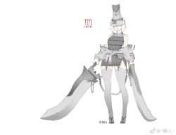 Rule 34 | 1girl, armor, bare shoulders, breastplate, chain, character request, chest armor, chinese commentary, closed mouth, commentary request, copyright request, covered eyes, dual wielding, facing viewer, full body, grey footwear, grey skirt, grey thighhighs, holding, holding sword, holding weapon, huge weapon, liren44, miniskirt, pleated skirt, sandals, short hair, simple background, skirt, sleeveless, solo, standing, sword, tabi, thighhighs, weapon, weibo logo, weibo watermark, white background, white hair