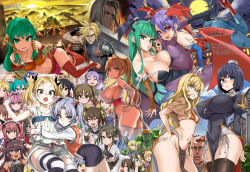 Rule 34 | 6+girls, ^ ^, animal ears, animal print, aqua hair, archer (ragnarok online), arms behind back, asanagi, axe, bare shoulders, bat (animal), bat print, bat wings, bikini, black hair, blonde hair, blue eyes, boots, breasts, bridal gauntlets, character request, cleavage, closed eyes, cloud, cloud strife, colored skin, copyright request, cross, cross necklace, crossover, dark-skinned female, dark skin, dead or alive, demon girl, demon wings, fake horns, fang, feena (grandia), final fantasy, final fantasy vii, fox ears, full moon, garter belt, garter straps, glasses, grandia, grandia i, green eyes, green hair, green skin, grin, hair bobbles, hair bun, hair ornament, hairclip, hand on another&#039;s head, happy, hatsune miku, head wings, heart, heart-shaped pupils, helmet, high heel boots, high heels, high ponytail, highleg, highleg leotard, highres, hiiragi kagami, holding, holding sword, holding weapon, horned headwear, horned helmet, horns, hoshino ruri, impossible clothes, japanese clothes, jewelry, justin (grandia), kasumi (doa), kidou senkan nadesico, large breasts, leotard, light purple hair, lilith aensland, long hair, looking at another, looking at viewer, low wings, lucky star, mage (ragnarok online), matching hair/eyes, midriff, moon, morrigan aensland, multiple boys, multiple crossover, multiple girls, necklace, night, no bra, no panties, no shoes, orange bikini, orc, outdoors, panties, pantyhose, pelvic curtain, pencil skirt, pendant, pink hair, ponytail, priest (ragnarok online), purple hair, purple legwear, ragnarok online, red eyes, red footwear, red legwear, retoree (show by rock!!), self exposure, sephiroth, shirobako, short hair, short shorts, shorts, show by rock!!, siblings, side-tie panties, sideboob, single hair bun, sisters, skirt, sky, small breasts, smile, standing, stirrup legwear, strap gap, strapless, strapless leotard, striped legwear, sue (grandia), swept bangs, swimsuit, sword, symbol-shaped pupils, tagme, taut clothes, thighhighs, toeless legwear, trait connection, tusks, twintails, underwear, untied panties, vampire (game), vocaloid, weapon, white legwear, white panties, wings, yano erika