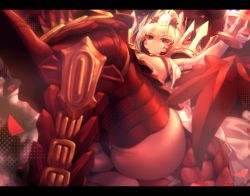 Rule 34 | 1girl, absurdres, ahoge, ass, bikini, blonde hair, braid, breasts, chalice, criss-cross halter, crossed legs, crown, cup, dragon claw, dragon tail, elbow gloves, fate/grand order, fate/grand order arcade, fate (series), french braid, gloves, hair bun, hair intakes, hair ribbon, halterneck, highres, letterboxed, long hair, looking at viewer, nero claudius (fate), nero claudius (fate) (all), open clothes, queen draco (fate), queen draco (second ascension) (fate), red bikini, red eyes, red ribbon, ribbon, robe, scales, single hair bun, sitting, small breasts, solo, swimsuit, tail, thighs, wei yu, white gloves, white robe
