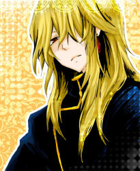 Rule 34 | 00s, 1boy, allo5r, blonde hair, capelet, earrings, formal, hair over one eye, heterochromia, jewelry, long hair, male focus, pandora hearts, red eyes, solo, vincent nightray