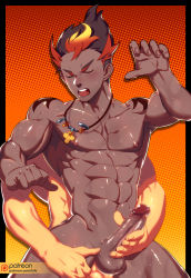 Rule 34 | 2boys, abs, anal, biceps, black border, blush, border, brown hair, censored, closed eyes, collarbone, commentary request, creatures (company), dark-skinned male, dark skin, erection, game freak, gradient background, hand up, highres, interracial, jewelry, kiawe (pokemon), lvlv, male focus, male penetrated, mosaic censoring, multicolored hair, multiple boys, muscular, muscular male, navel, necklace, nintendo, nipples, open mouth, pectorals, penis, pokemon, pokemon sm, precum, red hair, sex, shiny skin, short hair, sweat, teeth, testicles, tongue, veins, yaoi