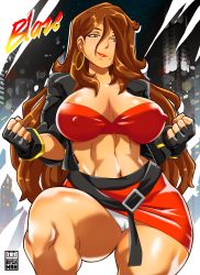 Rule 34 | 1girl, abs, absurdres, bayeuxman, blaze fielding, brown hair, cameltoe, cleft of venus, fingerless gloves, gloves, highres, muscular, muscular female, nipples visible through clothes, panties, sega, source request, streets of rage, tagme, underwear, upskirt, white panties