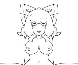 Rule 34 | 1girl, :3, animated, bouncing, bouncing breasts, bow, breasts, creatures (company), game freak, gravelurker, hair bow, hair ribbon, implied sex, klara (pokemon), looking at viewer, medium hair, mole, mole under mouth, monochrome, navel, nintendo, nude, open mouth, pokemon, pokemon swsh, pov, ribbon, sex, smile, solo, vaginal, video