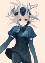 Rule 34 | 10s, 1girl, beige background, blonde hair, blue eyes, bodysuit, hat, kantai collection, long hair, looking at viewer, pale skin, parted lips, simple background, so shina, sohin, solo, u-511 (kancolle)