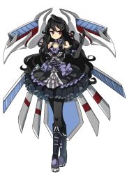 Rule 34 | 1girl, artist request, bare shoulders, black hair, black pantyhose, black skirt, boots, detached sleeves, elbow gloves, frilled skirt, frills, full body, gloves, gothic lolita, lolita fashion, long hair, official art, oshiro project:re, oshiro project:re, pantyhose, skirt, solo, thigh boots, thighhighs, transparent background, tsuwano (oshiro project), very long hair, wavy hair, yellow eyes