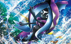 Rule 34 | blue sky, claws, commentary, creature, creatures (company), day, english commentary, game freak, gen 7 pokemon, himeno kagemaru, legendary pokemon, nintendo, no humans, official art, outdoors, pokemon, pokemon (creature), pokemon tcg, purple eyes, sky, solo, tapu fini, third-party source, water