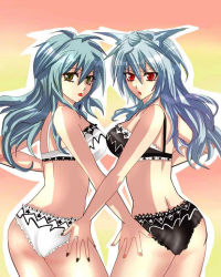 2girls bakura_ryou breasts gender_request genderswap lingerie medium_breasts multiple_girls underwear white_hair yami_bakura yu-gi-oh! yuri yuu-gi-ou yu-gi-oh!_duel_monsters