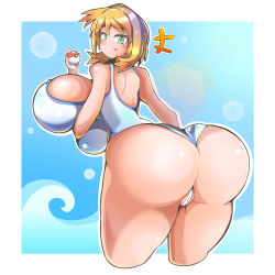 Rule 34 | 1girl, armpits, ass, back, bare shoulders, breasts, competition swimsuit, creatures (company), game freak, green eyes, highres, holding, holding poke ball, huge ass, huge breasts, legs, misty (pokemon), nintendo, one-piece swimsuit, orange hair, pixiv id 26772814, poke ball, pokemon, pokemon hgss, pussy, shadow, shiny clothes, shiny skin, short hair, solo, swimsuit, thick thighs, thighs, wide hips