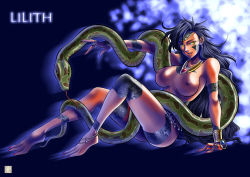 Rule 34 | 1girl, atlus, breasts, breasts apart, buntaichou, demon, large breasts, lilith (megami tensei), lilith (shin megami tensei), nude, persona, shin megami tensei, snake