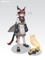 Rule 34 | ..., 1girl, alternate costume, animal ear fluff, animal ears, bigcat 114514, bird, black bow, black footwear, blunt bangs, bow, braid, cat ears, cat tail, dress, eagle, elden ring, extra ears, full body, grey background, hair bow, hair ribbon, highres, jitome, kaenbyou rin, legs apart, long hair, mary janes, multiple tails, nekomata, pointy ears, red hair, ribbon, shoes, simple background, solo, spirit, spoken ellipsis, standing, tail, touhou, tress ribbon, twin braids, twintails, two tails, white dress