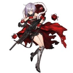 Rule 34 | 1girl, blush, boots, buckle, cape, cross-laced footwear, dress, eyebrows, fingerless gloves, full body, fur-trimmed cape, fur-trimmed sleeves, fur trim, gift, girls&#039; frontline, gloves, green eyes, grey hair, gun, hair between eyes, hair over one eye, hands on own chest, head tilt, high heel boots, high heels, holding, holding gun, holding weapon, hood, hoodie, infukun, knee pads, lace-up boots, looking at viewer, machine gun, mg5, mg5 (crimson guardian) (girls&#039; frontline), mg5 (girls&#039; frontline), official alternate costume, official art, personification, red gloves, scarf, short hair, short sleeves, solo, torn clothes, torn sleeves, transparent background, trigger discipline, weapon