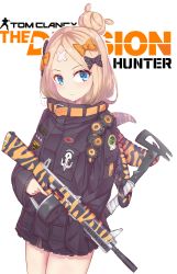 Rule 34 | 12-gauge, 1girl, aa-12, abigail williams (fate), abigail williams (traveling outfit) (fate), ammunition, animal print, automatic shotgun, axe, bad id, bad pixiv id, black bow, black jacket, blonde hair, blue eyes, blush, bow, choke (weapon), closed mouth, combat shotgun, commentary request, copyright name, crossed bandaids, diverter choke, drum magazine, fate/grand order, fate (series), gun, hair bow, hair bun, head tilt, heroic spirit traveling outfit, high-capacity magazine, highres, holding, holding axe, holding gun, holding weapon, jacket, key, korean commentary, long hair, long sleeves, looking at viewer, magazine (weapon), ocs3533, official alternate costume, orange bow, outline, parted bangs, polka dot, polka dot bow, shotgun, shotgun shell, simple background, single hair bun, sleeves past fingers, sleeves past wrists, solo, star (symbol), suction cups, tentacles, tiger print, tom clancy&#039;s the division, trigger discipline, weapon, white background, white outline