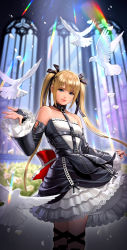 Rule 34 | 1girl, absurdres, blonde hair, blue eyes, breasts, commentary request, dead or alive, dead or alive 6, detached sleeves, gothic lolita, highres, lolita fashion, long hair, looking at viewer, marie rose, official art, simple background, small breasts, smile, solo, the king of fighters, the king of fighters all-stars, twintails