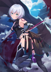 Rule 34 | 1girl, ass, bandaged arm, bandages, bare shoulders, black gloves, black panties, black thighhighs, dual wielding, facial scar, fate/apocrypha, fate/grand order, fate (series), from behind, gloves, green eyes, grey hair, highres, holding, jack the ripper (fate/apocrypha), ldfe mk2, looking at viewer, panties, scar, scar across eye, scar on cheek, scar on face, short hair, single glove, solo, tattoo, thighhighs, underwear